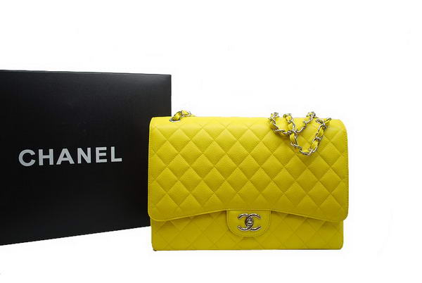AAA Chanel Maxi Double Flaps Bag A36098 Lemon Original Caviar Leather Online